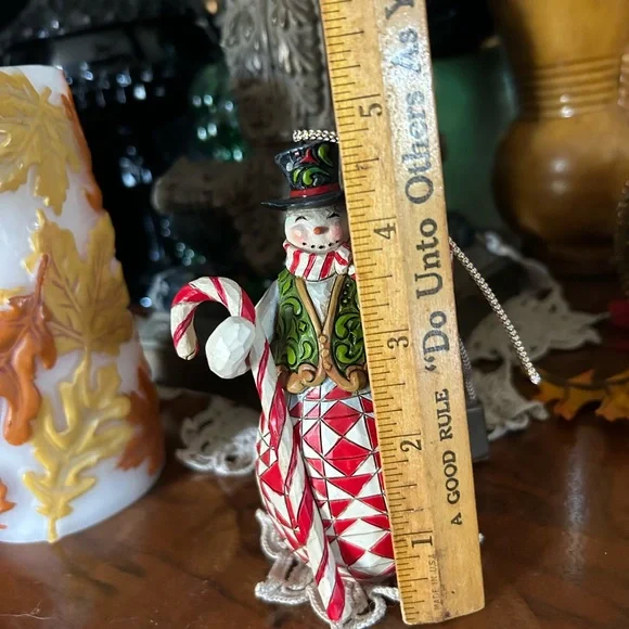JIM SHORE 2012 Red Green Candy Cane Snowman Ornament